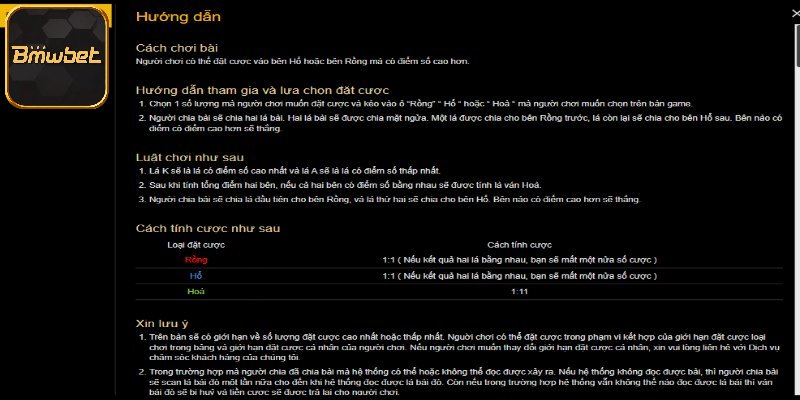 Cách chia bài Rồng Hổ