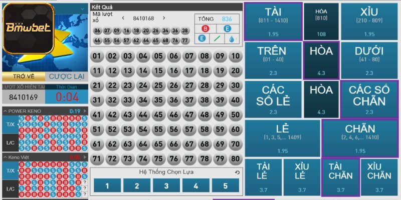 Cơ cấu trả thưởng của keno
